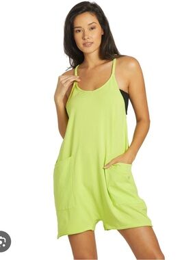 FP Movement by Free People Lime Green Cami Romper with Pockets